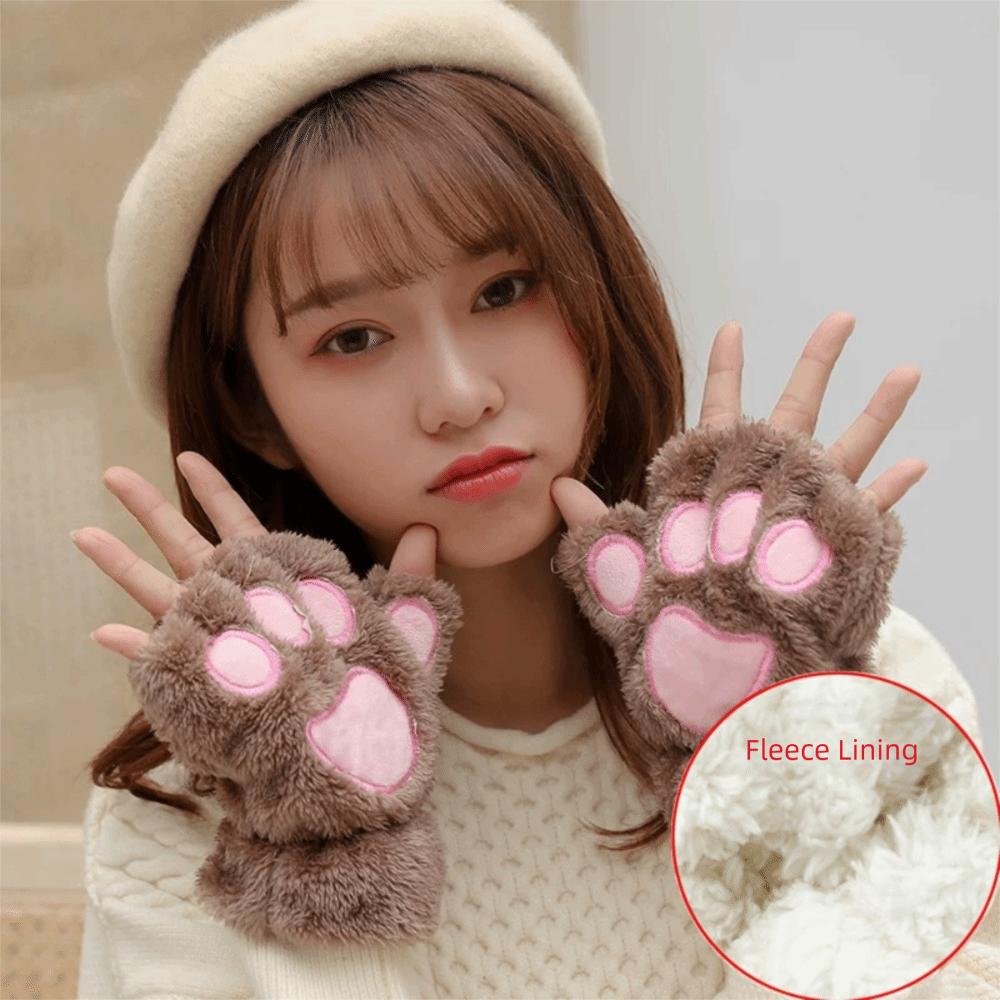 

Warm Women Winter Gloves Bear Paw Cat Paw Gloves Fashion Animal Gloves Cosplay 1-Coffee