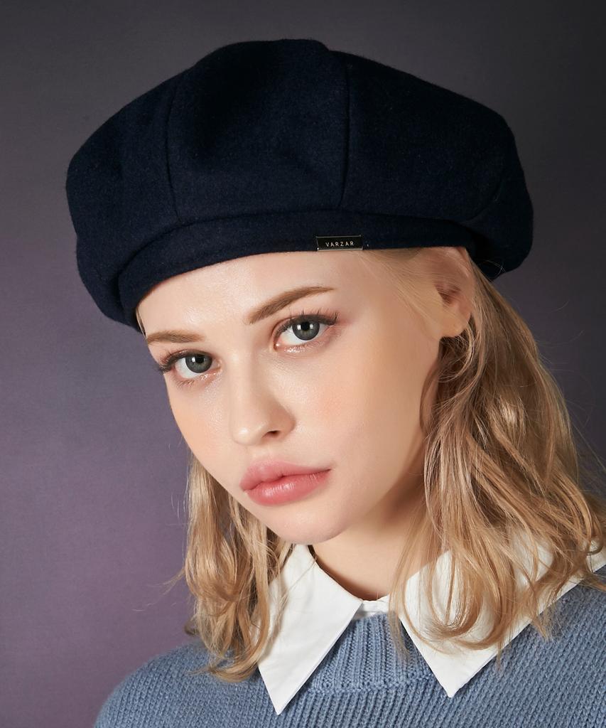 Bajal Bold Metal Tip Wool Beret Navy