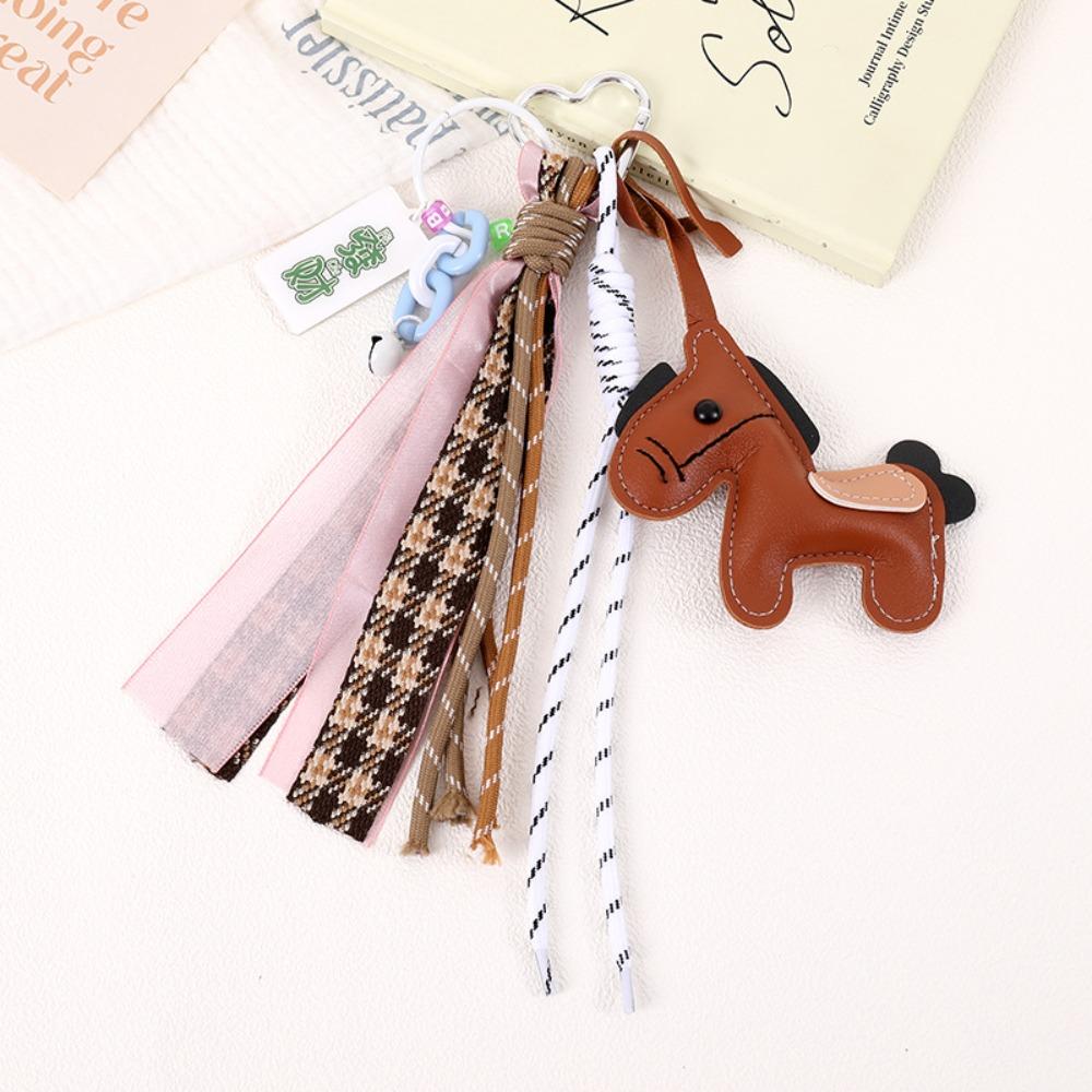 Cartoon Zodiac Pony Bag Pendant Leather Chinese New Year Gift Kawaii Horse Keychain  Backpack