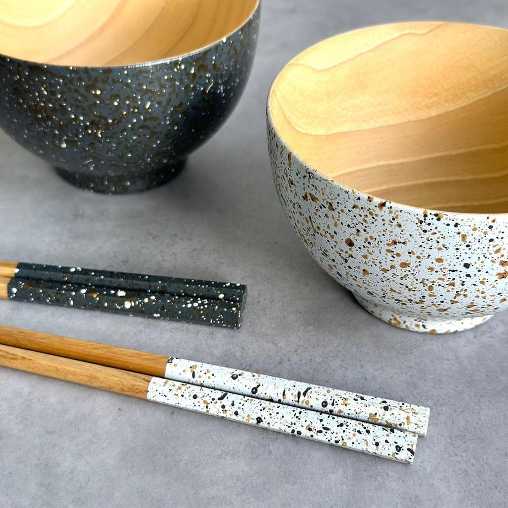 Yamaga Lacquerware Shop Bowl and Chopsticks Set with Gift Box Gift Gift - Set, Present, (Misora)
