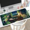 Vintage Anime House Large Gaming Mouse Pad NonSlip Rubber Base Stitched Edge Desk Mat For Laptop Office Daily Desktop Decor