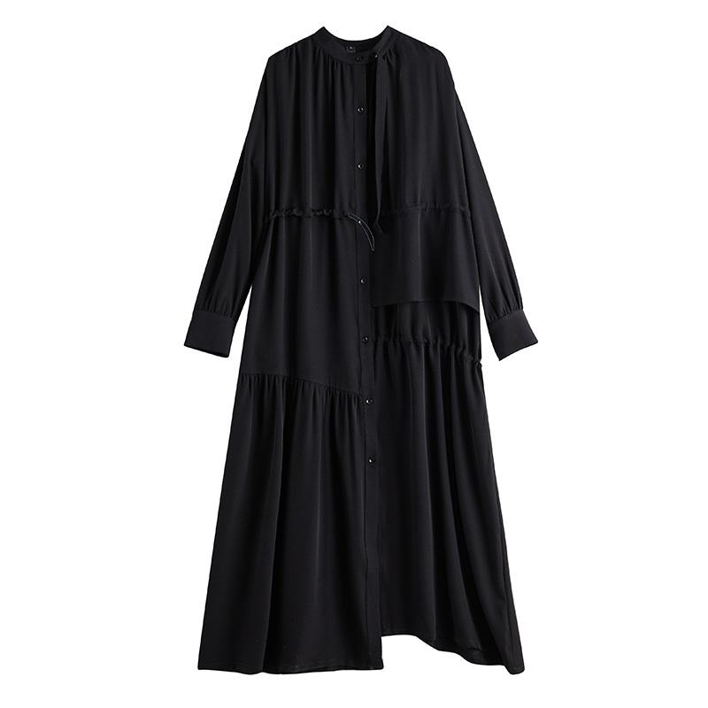Long Sleeve Plus Size Vintage Black New In Dresses for Women Casual Loose Spring Autumn Shirt Dress