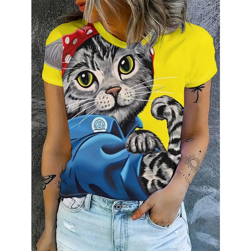 Fashion Women s Top Loose Crew Neck Short Sleeve Comfortable T-Shirts Women’s XS