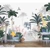 Jungle Animal Wall Mural Tropical Palm Tree Wallpaper for Room Decor