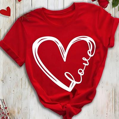 1PCS Valentines Day Love Heart Letter Printed Cotton Short Sleeve Woman Man Classic Summer T-Shirt Couple Street Fashion Tops