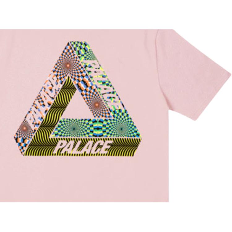 Palace Tri-Eye Logo Print Round Neck Short Sleeve T-Shirt Unisex Tops Light-Pink P21TS240