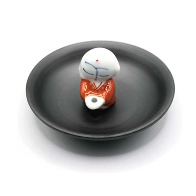 Incense Holder, Ceramic Incense Burner, Jizo (child Statue), Red