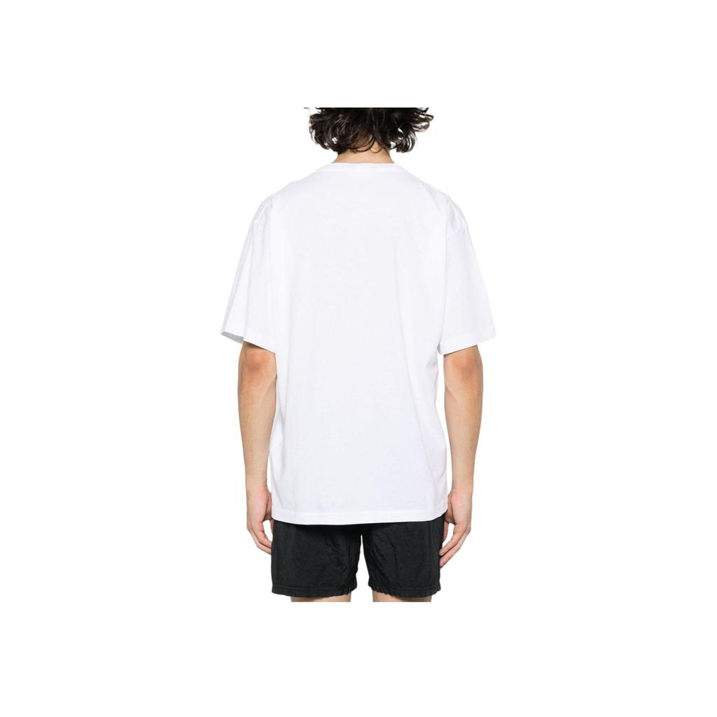 STONE ISLAND T-shirt da Uomo SS24 a Maniche Corte con Girocollo e Logo Bussola Stampato Colore Unico Top Bianchi 80152RC87-V0001