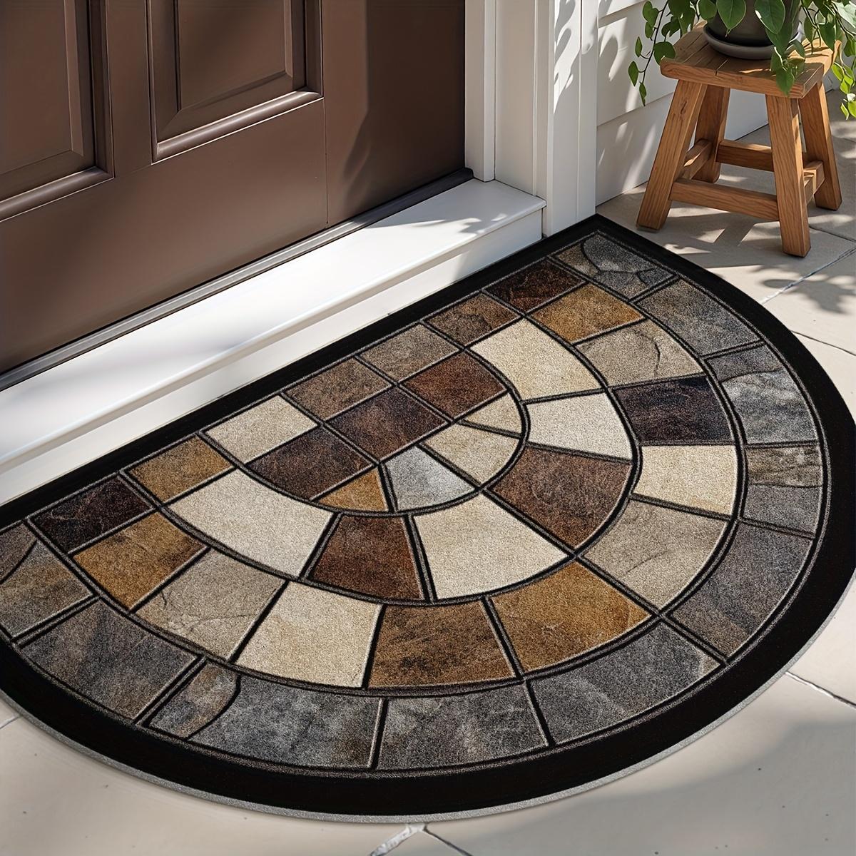 

Полукруглый ковер в винтажном стиле, мягкий, нескользящий, декоративный коврик, 2D-печать, эстетичный ковер для прихожей, декора террасы 40X60CM