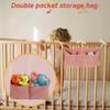 Baby Bedside Hanging Storage Bag Cotton 2 Pocket Baby Crib Organizer Soft Cribs Diaper Storage Bag for Teething Rings Wipes Toy