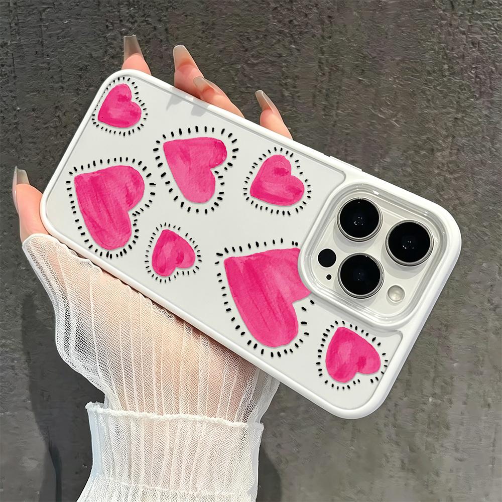 Hand-Painted Powder Love Candy Color Silicone Case For Iphone 11 13 12 15 17 Plus 14 16 Pro Max Bright Soft Touch Back Cover
