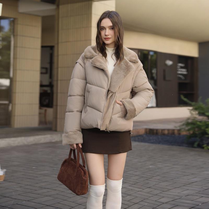 Thickened cotton clothes, winter suits, short loose cotton-padded clothes, women's sleeves, new jackets, removable mouth fluff