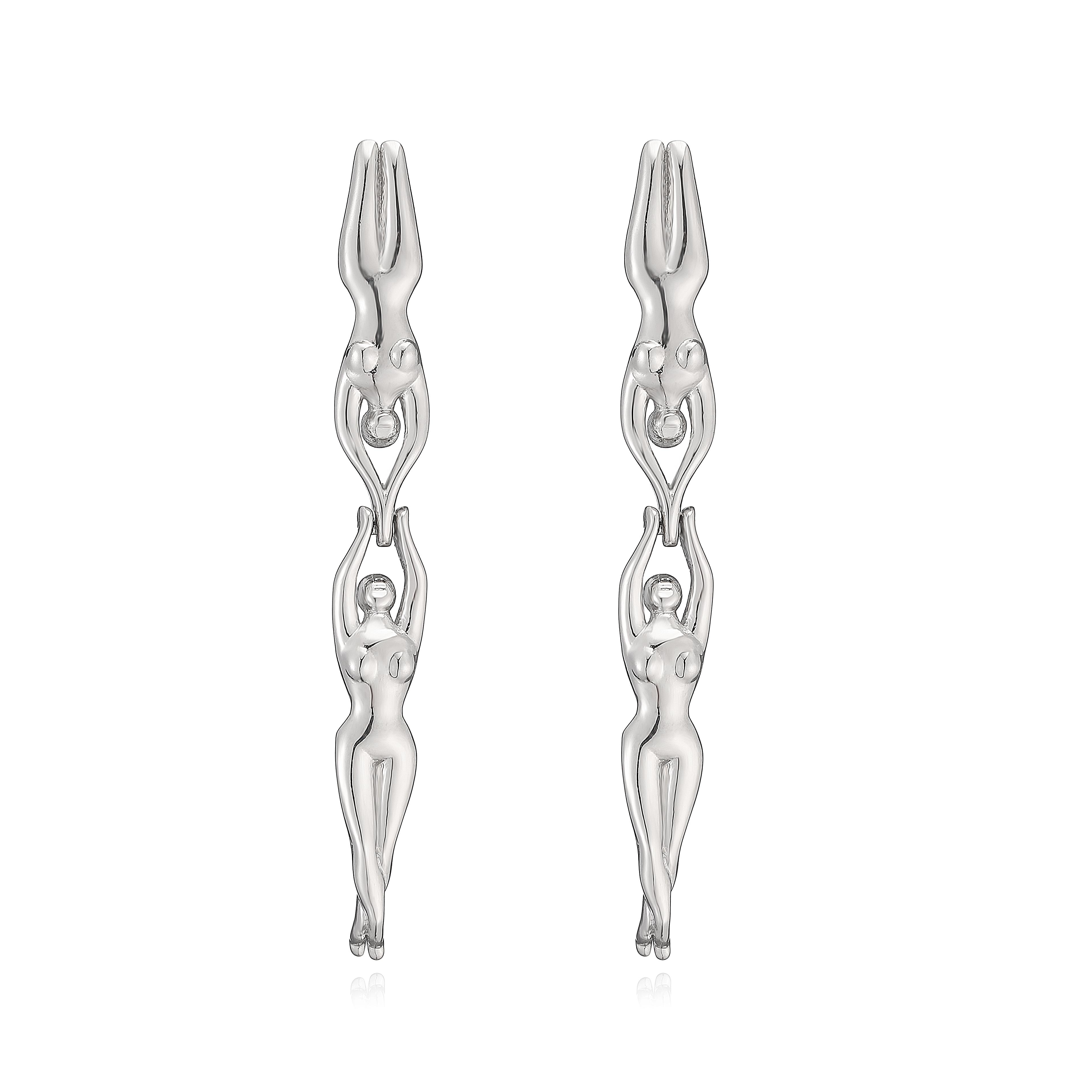 

Artistic Human Figure Linear Drop Earrings 1Pair, 18K Gold Plated Brass Unique Body Statement Dangles for Women Art Gifts Other