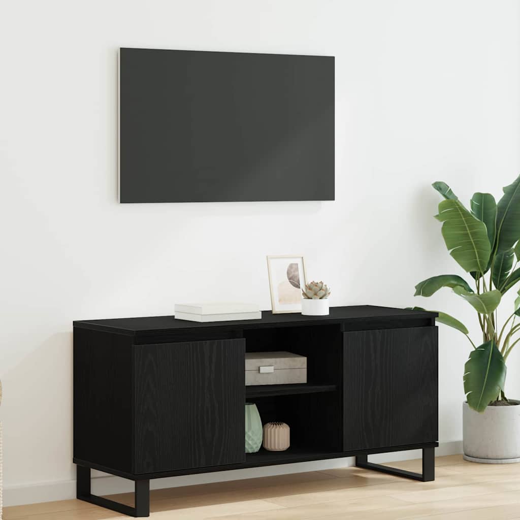 TV Stand Black Oak Effect 104 x 35 x 50 cm Engineered Wood