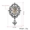 Women Alloy Brooch Fashionable Retro Breastpin Shell Beauty Head Crystal Inlaid Dress Accessories for Ladies