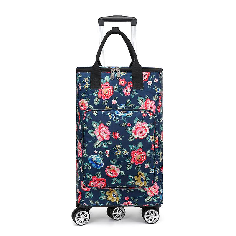 Portable Small Trolley Cart with Universal Wheels and Insulated Shopping Bag