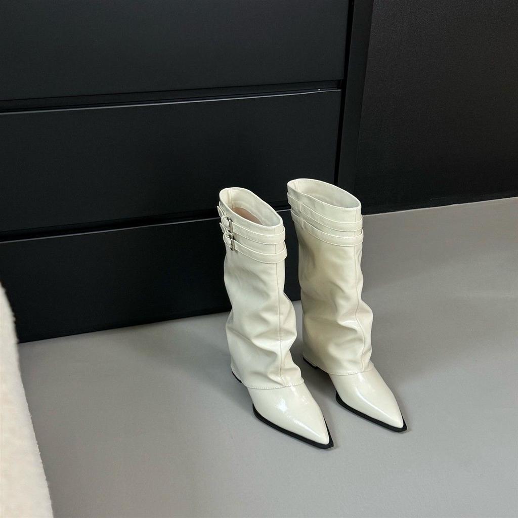 Fashion versatile and comfortable but knee-length boots 2025 autumn and winter new thin pointed thick heel high boots children
