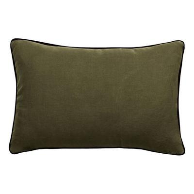 Capa de almofada em linho lavado - Forro em algodão lavado - Acabamento preto "Prelude" South Wind - Prelude Khaki - Capa de almofada 40 x 6