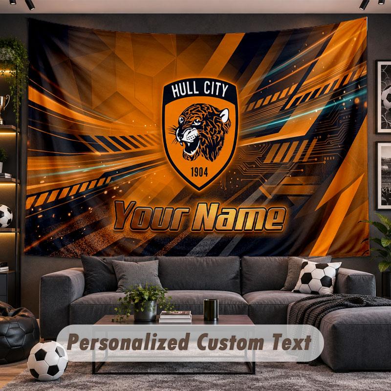 Wall Hanging Tapestry Custom NameHull FC Pattern Personalized Printed Fabric Wall Decor
