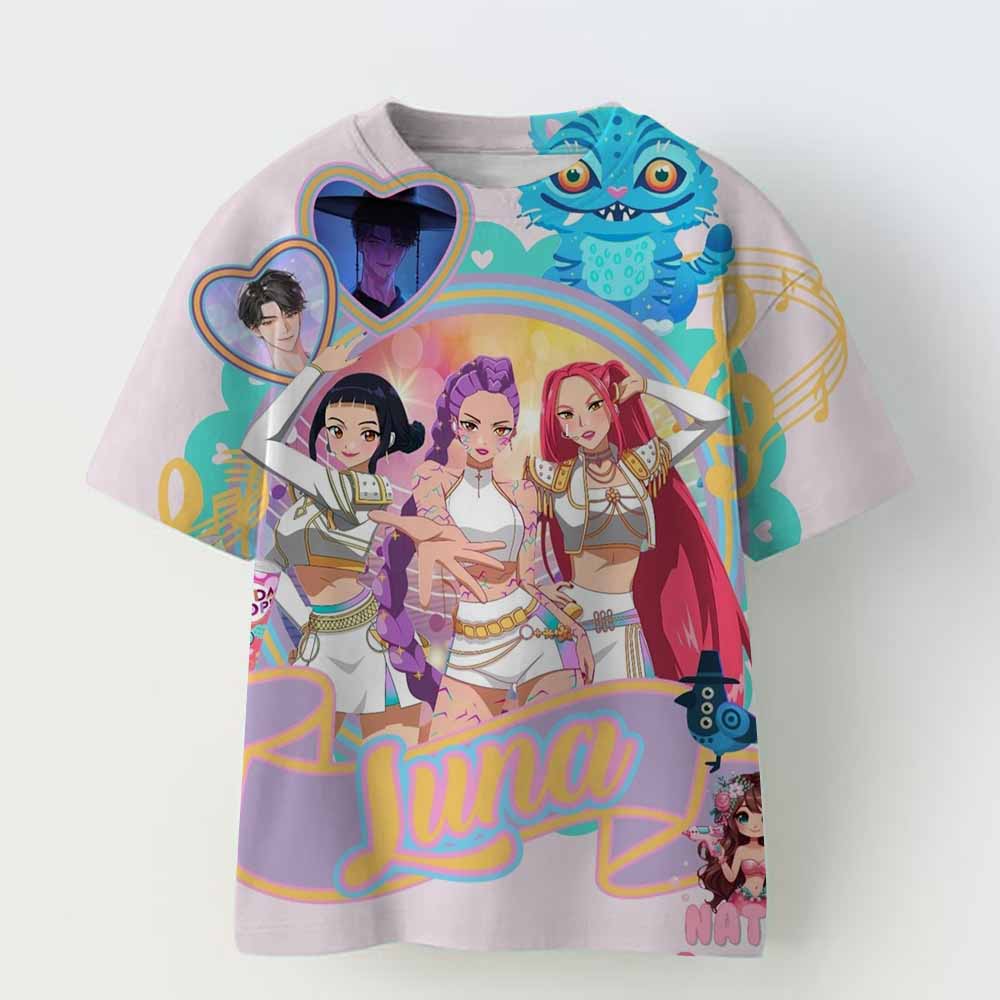 Kpop Demon Hunters T-shirts for Boys Girls Anime Cartoon Cute Short Sleeved Top Children Summer Fashion T-shirt Kids Clothes