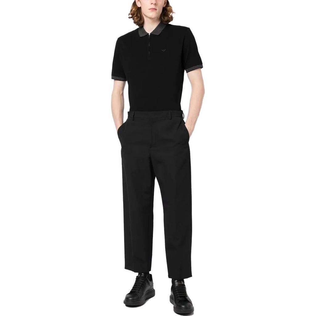 Emporio Armani SS23 Logo Embroidered Pullover Short Sleeve Polo Shirt Men Polo Shirts Black 3R1F75-1JTKZ-999