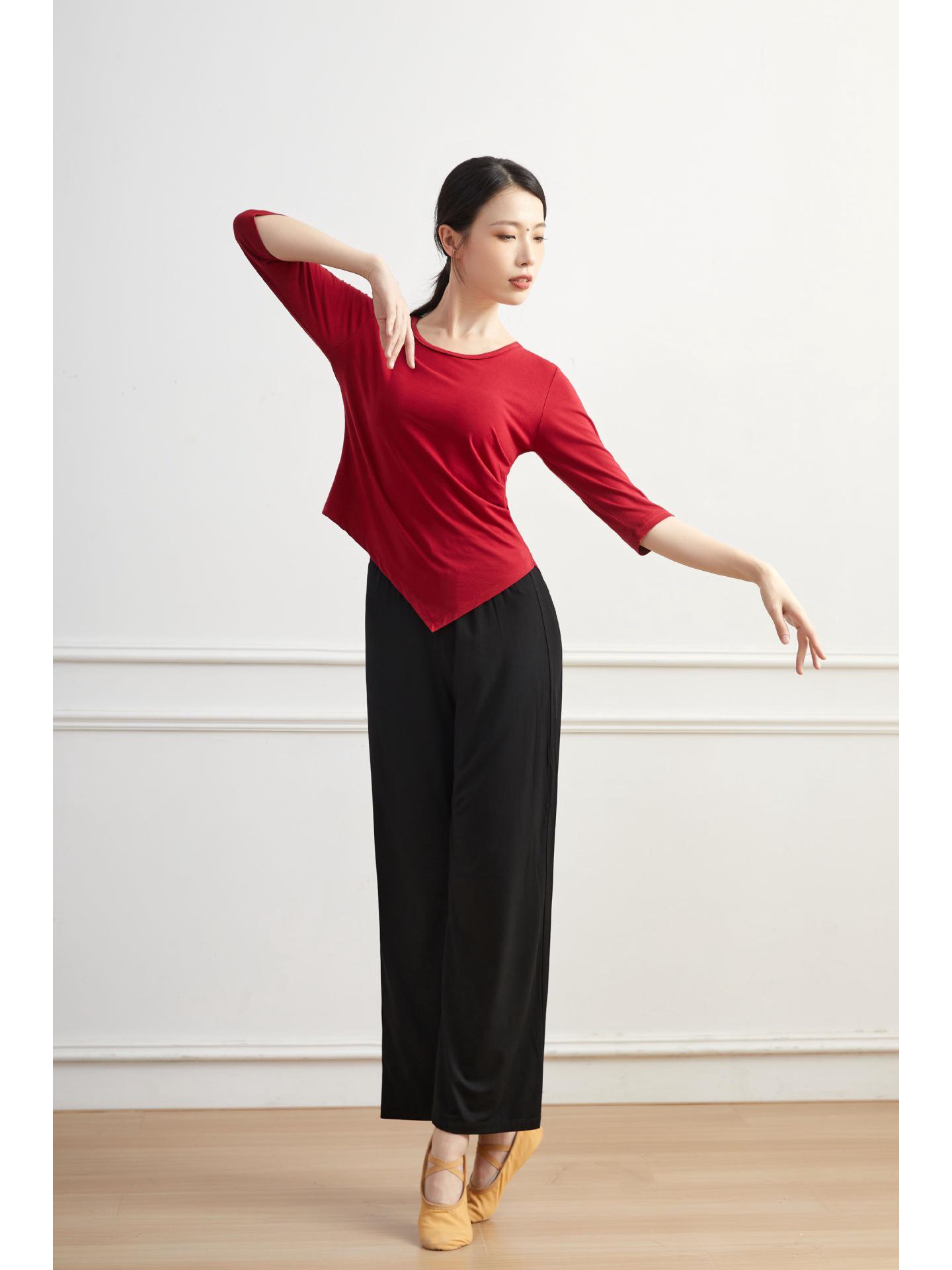 

Женская модальная одежда для танцев: Топ для похудения и современные брюки широкого кроя для практики классического танца L