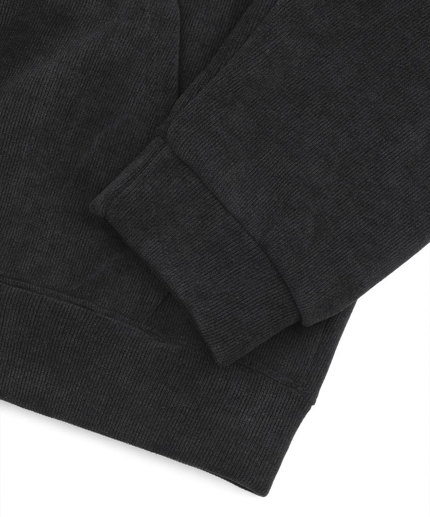 Easy No Easy Ribbed Knit Fur Zip-Up Hoodie - Black
