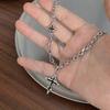 Black Cross Necklace Men's Trendy Hip Hop Neutral Style Niche Sweater Chain Sweater Accessories Women