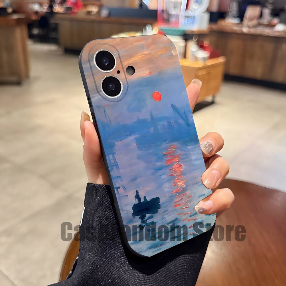 Claude M-Monet Painting Phone Case For iPhone 17,16,15,14,13,12,11,Pro,Max,Plus Black Soft Cover