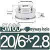 60-Teeth 5M Timing Pulley, T-Slot Width 16/21/27mm, BF Type Stepped with Machined Hole 6-20mm