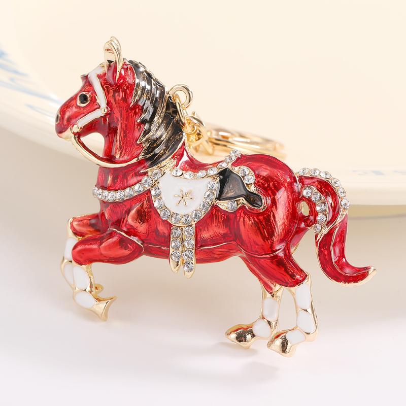 Rhinestone Horse Keychain Stylish Animal Pendant Decorative Key Ring For Women Bag Charm Hanging Lucky Gift