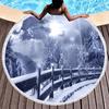 Winter Snow Scene Fantasy Tree Round Beach Towel Polyester Sand Resistant Shawl Beach Blankets, Quick Dry Pool Towels Picnic Mat
