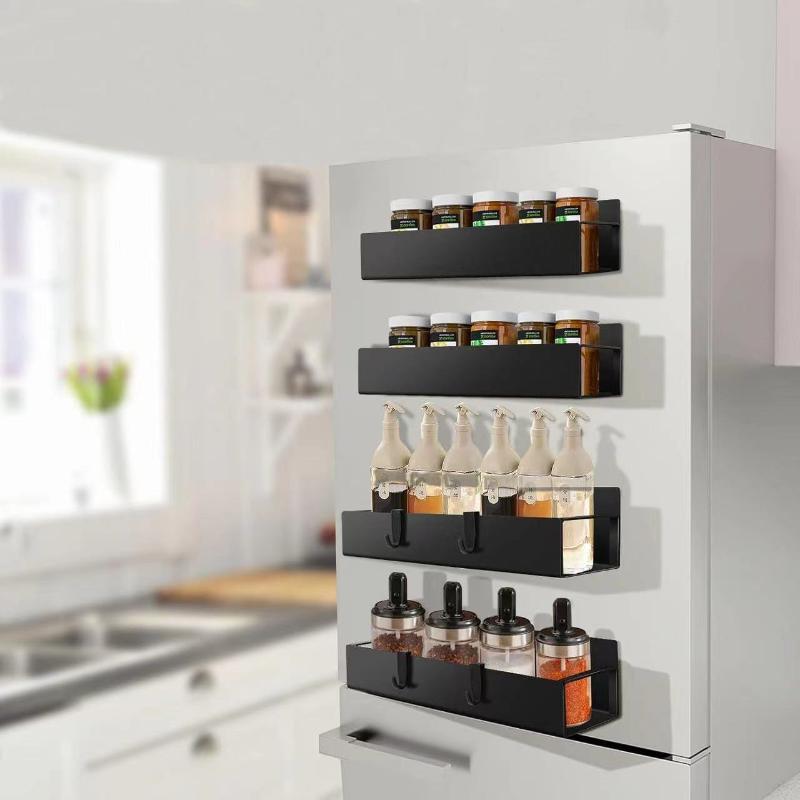 1/2/4Pcs Magnetic Storage Shelf Household Kitchen Refrigerator Washing Machine Side Hanging Storage Rack, Multifunctional Storag