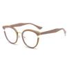 Retro Round Women Spring Hinge Glasses Frame Fashion Clear Anti Blue Light Eyewear Men Cat Eye Optical Leopard Frame