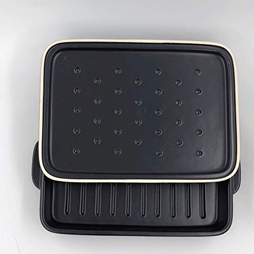 Sento Senga Grill Pan and Plate, Banko Ware, Black, Ceramic, with Lid, Fish Grill, Grill Roaster