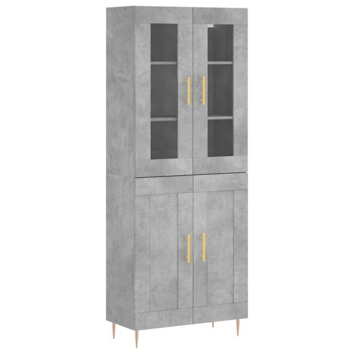 VidaXL Buffet haut Gris béton 69,5x34x180 cm Bois d'ingénierie 3198333
