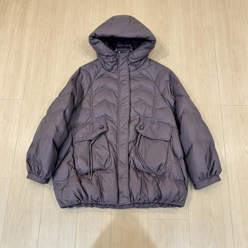Womens Warm Hooded Down Jacket With Large Pockets Button Decor 2026 Fall Winter Loose Fit