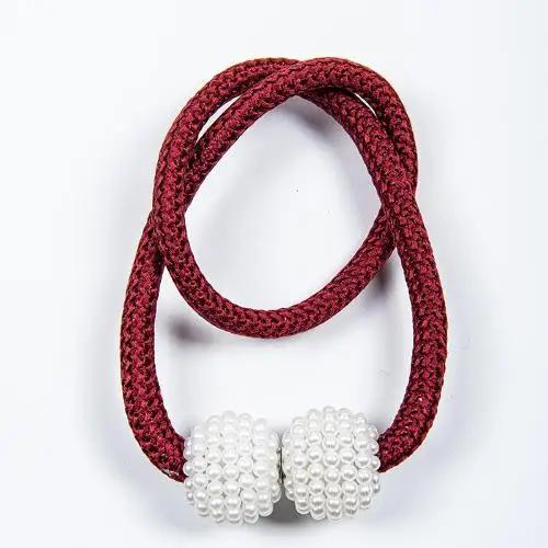 

Магнитный зажим для штор Pearl Curtain Clip Buckle Curtain Holders Hook Hanging Ball Magnetic Tiebacks Home Аксессуары для штор 1PCS вино красного