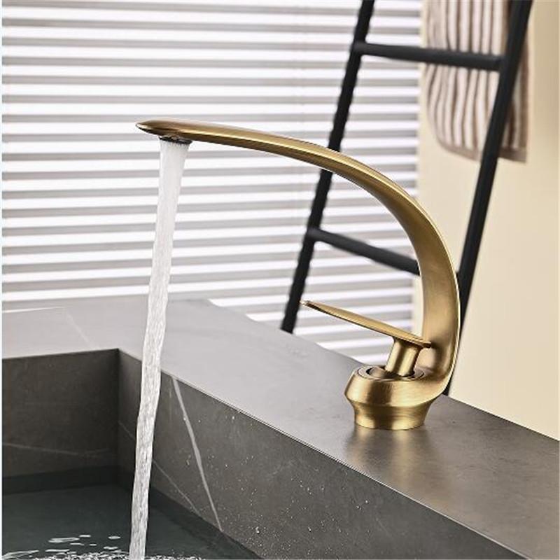 Tuqiu Antique Bathroom Faucet White Sink Mixer Tap Brass Hot Cold Brush Gold Wash Basin Faucet Single Handle Crane For Bathroom