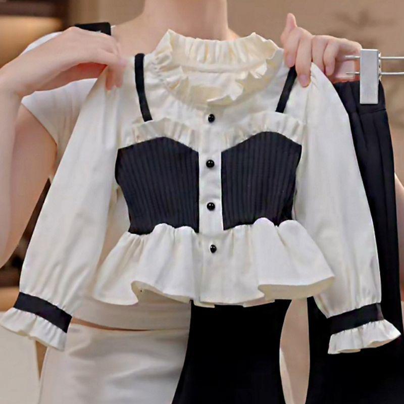 Girls' 2025 Autumn Fashion Two-Piece Set: Trendy Vest with Faux Two-Piece Pants, Perfect for Spring and Autumn.