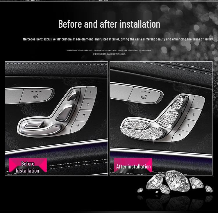 8-Piece Diamond Seat Adjustment Button Set for Mercedes-Benz New E, C200, GLC260, E300L