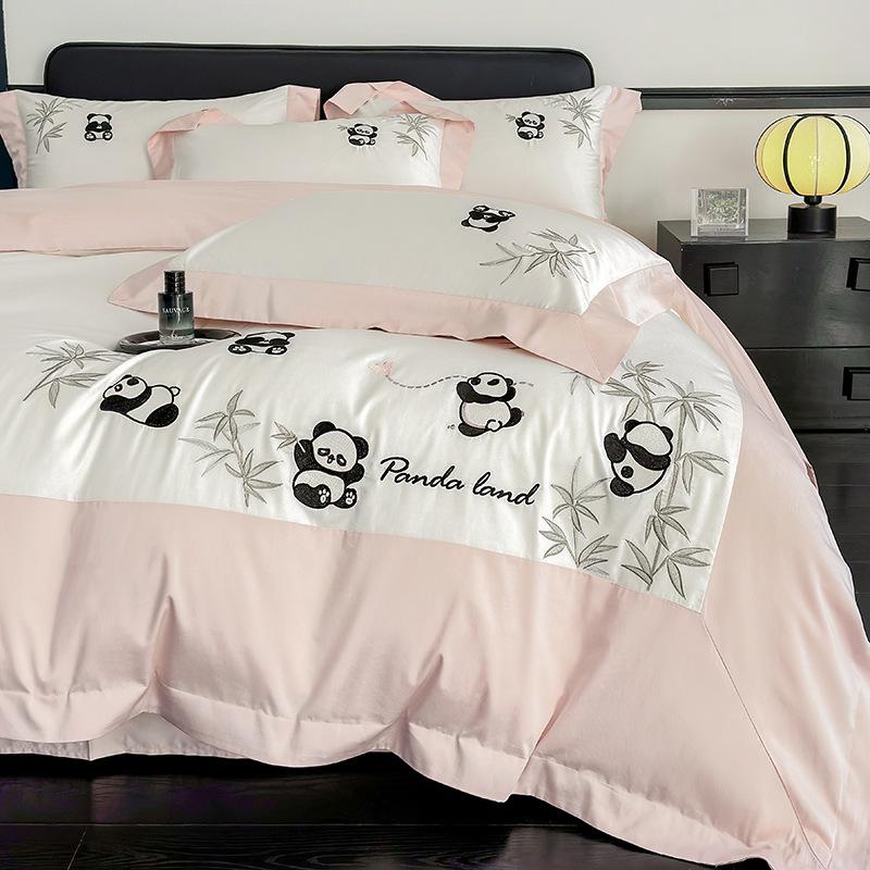 Class A Maternal And Infant Grade 240 Long-Staple Cotton4-Pcs Set Of Pure Cotton Satin Embroidered Quilt Cover, Bed Sheet Skin-Friendly Mattress