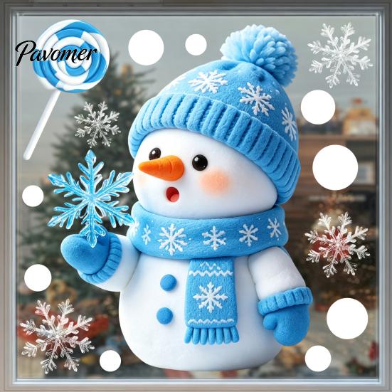 Santa Claus Window Decals Christmas Static Clings, Reusable Stickers with Snowman Clings Xmas Tree Patterns, Removable Glass for Holiday Home