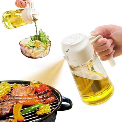 470ML Oil Sprayer 2 In 1 Transparent Thick Leakproof Large Capacity Ergonomic Handle Olive Oil Dispenser Bottle Spray Nozzle Food Grade Cooking
