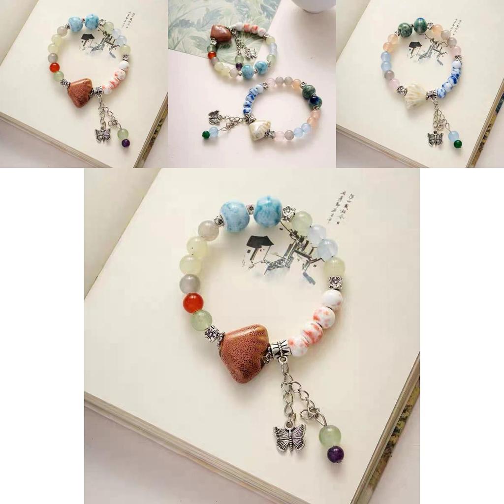 Chinese Exquisite New Ceramic Shell Scallop Bracelet Butterfly Charm Summer 2024