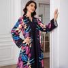 0808 Cross-Border Muslim Women's Printed Long Robe Dress - Middle East & Western Styles