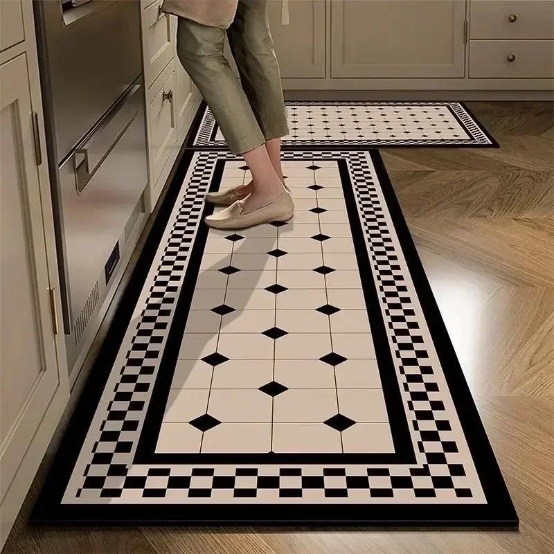 Long Rug for Kitchen Carpet Waterproof Pvc Floor Mat Leather Oil-proof Non-slip Area Rugs Home Decor Foot Mats Alfombra Cocina