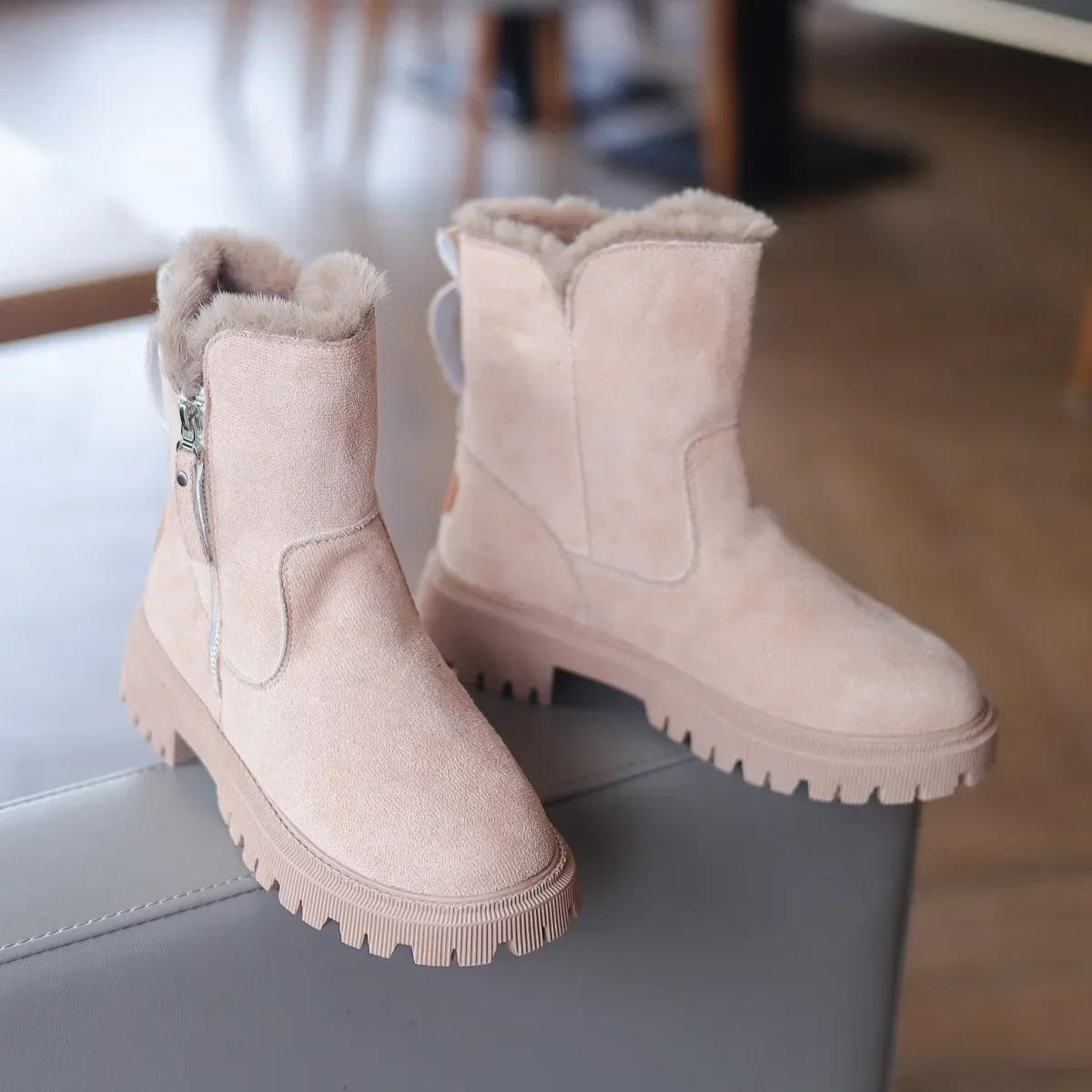 Полувысокие Элегантные Замшевые Туфли на Среднем Каблуке для Женщин До середины икры — фото 3