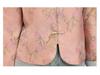 2024 Spring Women's Pink Jacquard Frog Button Fashion Coat - Chinese National Style (Model ME6031)