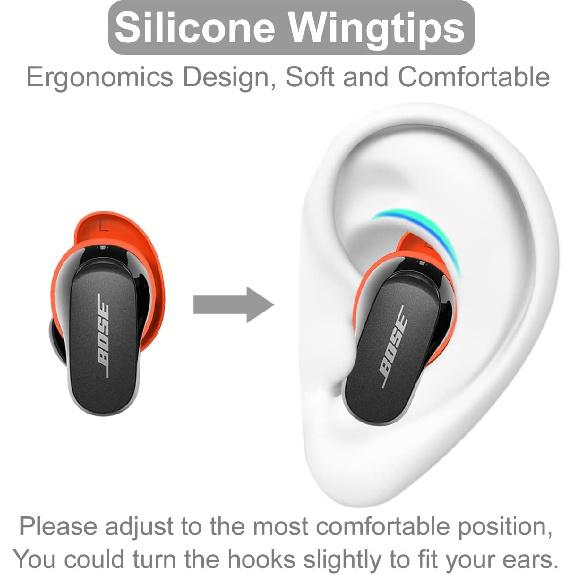 5 Pairs Anti-Slip Ear Hook Tips QuietComfort Earbuds II, Add Grip Silicone Sport Ear Tips Buds Wings Wingtip Accessories Compatible with Bose